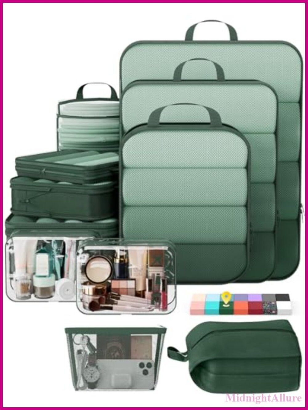 11 Set Compression Packing Cubes Travel Organizer Luggage Space Saver Polyester